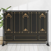 Lofaris Black Retro Wall Golden Gypsum Line Photo Backdrop